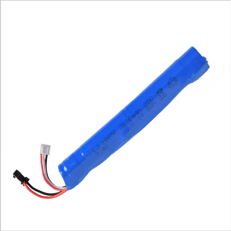 7.4V 2000mAh blue battery pack with red/black leads and small connector