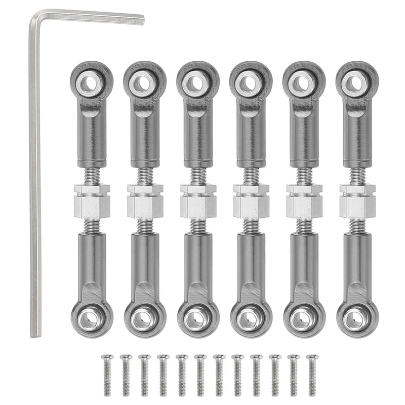 6 Pcs Steering Servo Rod RC Aluminum Linkages for RC Car(Gray, 37mm)