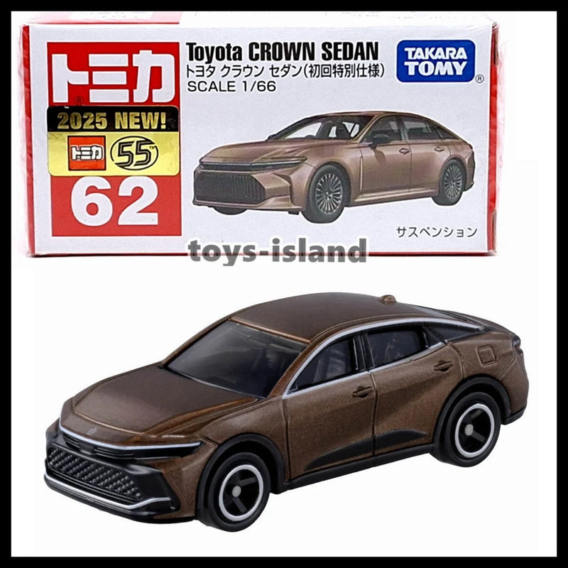Brown die-cast toy sedan model with front 3/4 view and black grille
