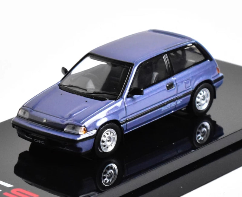 ED HobbyJapan 1:64 1984 Blue CIVIC Si E-AT Hatchback Model Diecast Collect Car