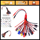 19-in-1 Lipo Battery Charger Adapter Cable - Banana Plug to JST/T-Plug/XT60/EC3/ Battery