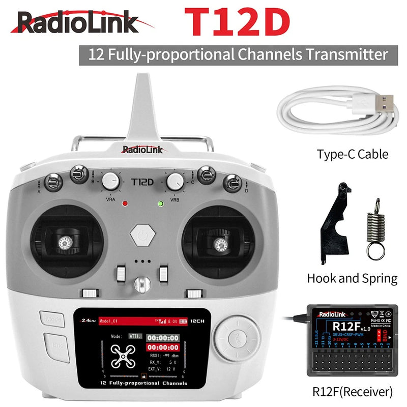 RadioLink T12D 12CH RC Radio Transmitter 2.4GHz for RC FPV Drone Boat Robot Car