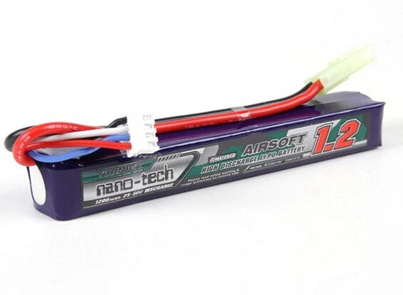 TURNIGY NANO-TECH 1200mAh 3S 11.1V 25-50C LIPO BATTERY AIRSOFT MINI TAMIYA MOLEX