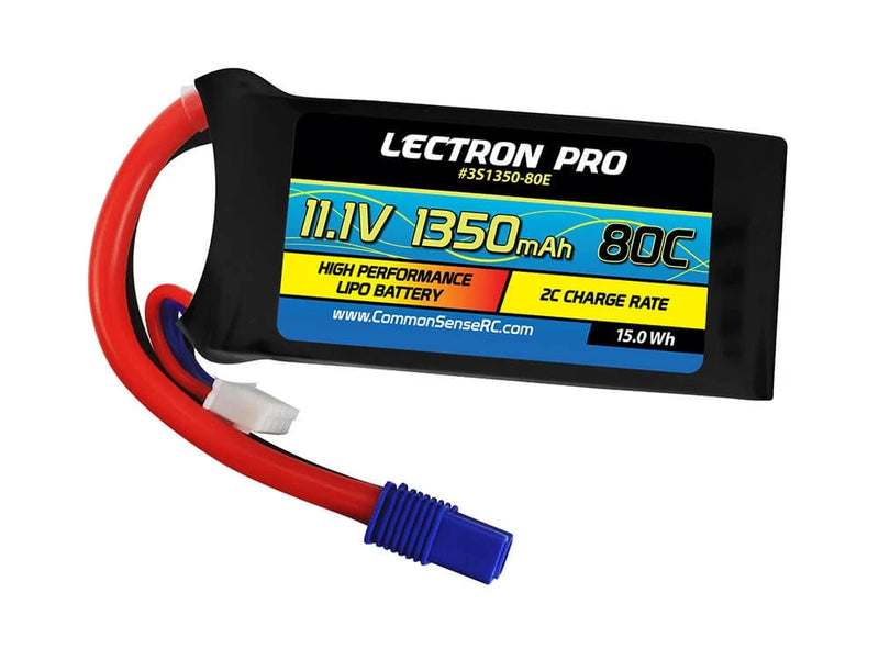 Common Sense RC Lectron Pro 11.1V 1350mAh 80C Lipo Battery w/ EC3 Connector Battery