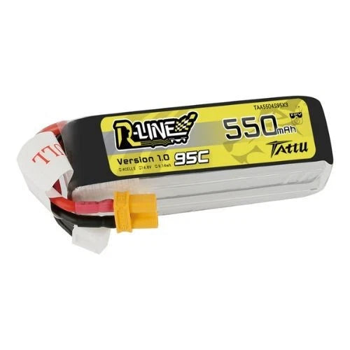 550mAh 4s 95C 14.8V Tattu R-Line Lipo Battery Pack with XT30 Plug