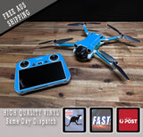 Light blue drone skin wrap stickers for drone body and controller, vinyl decals