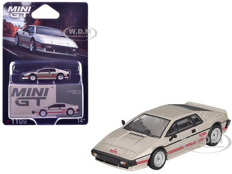 LOTUS ESPRIT TURBO SILVER 1/64 DIECAST MODEL CAR BY MINI GT MGT01109