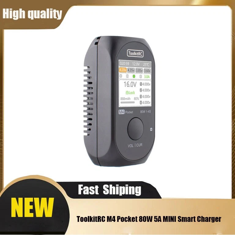 ToolkitRC M4 Pocket DC 80W 5A Charger for 1-4S LiPo Battery Quick Charger HAU Battery