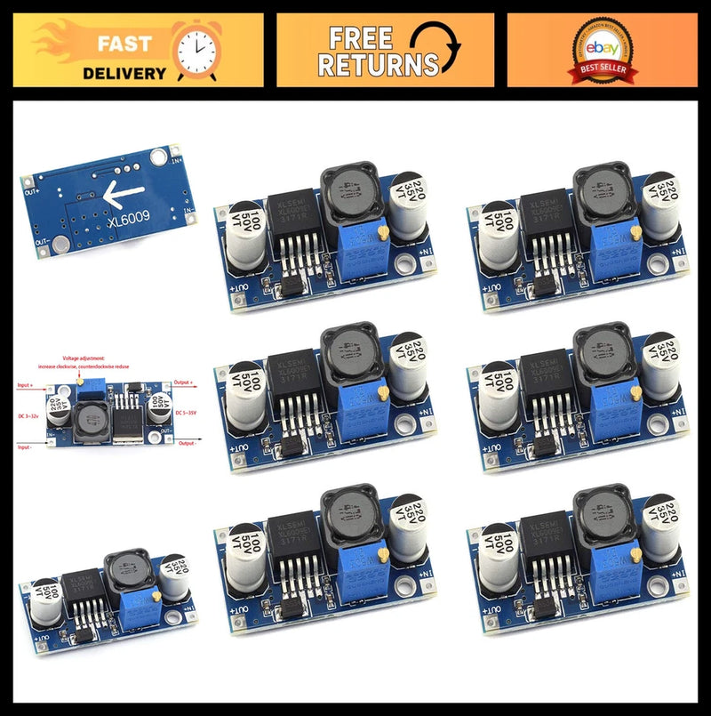 6pcs XL6009 DC-DC Booster Converter Module 3V-32V to 5V-35V 4A Adjustable Voltag