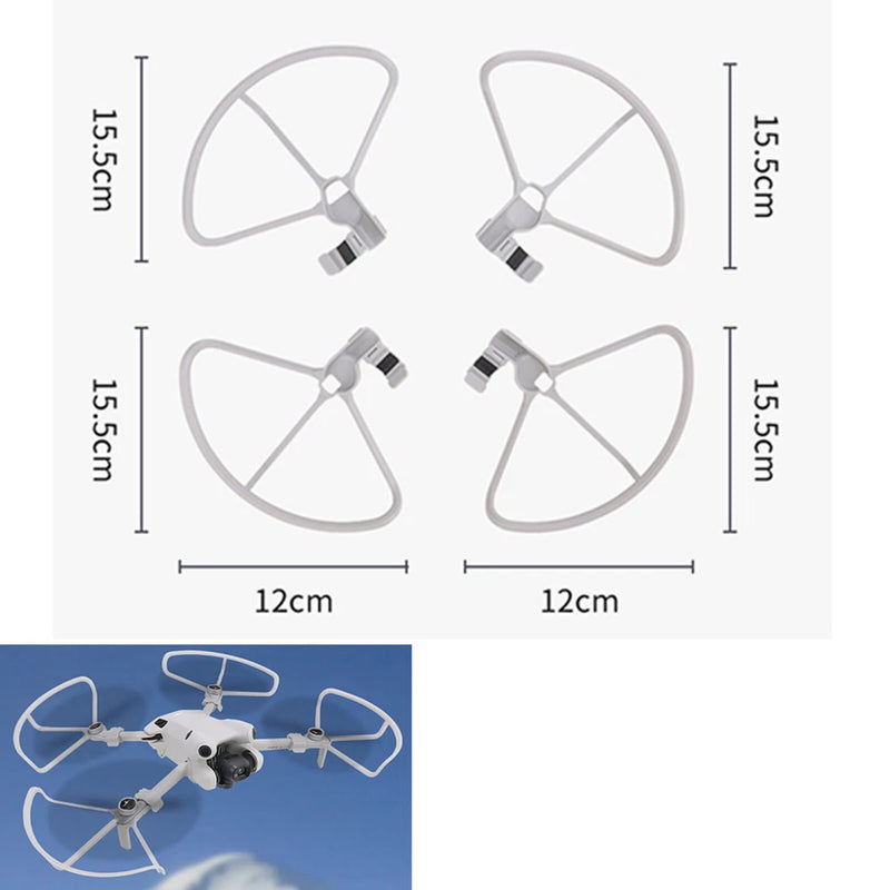 Drone propeller guard set with four gray protective rings, clamp mounts attached