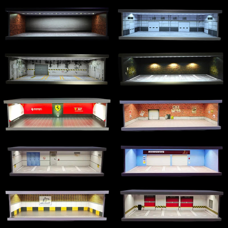 1/43 LED Lighting Diorama Car Garage Model City Car Showroom Scene Model Display