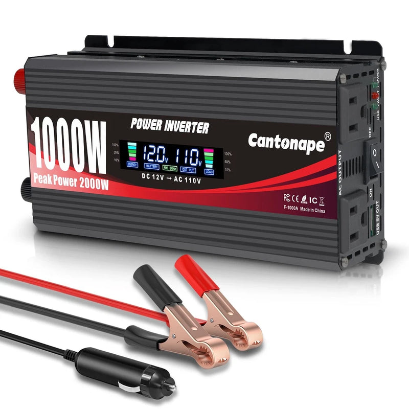 Cantonape 1000 Watt Car Power Inverter DC 12V to 110V/120V AC Converter with ...