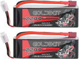 GOLDBAT 3S LiPo RC battery pack, black and red case, 2200mAh 50C label