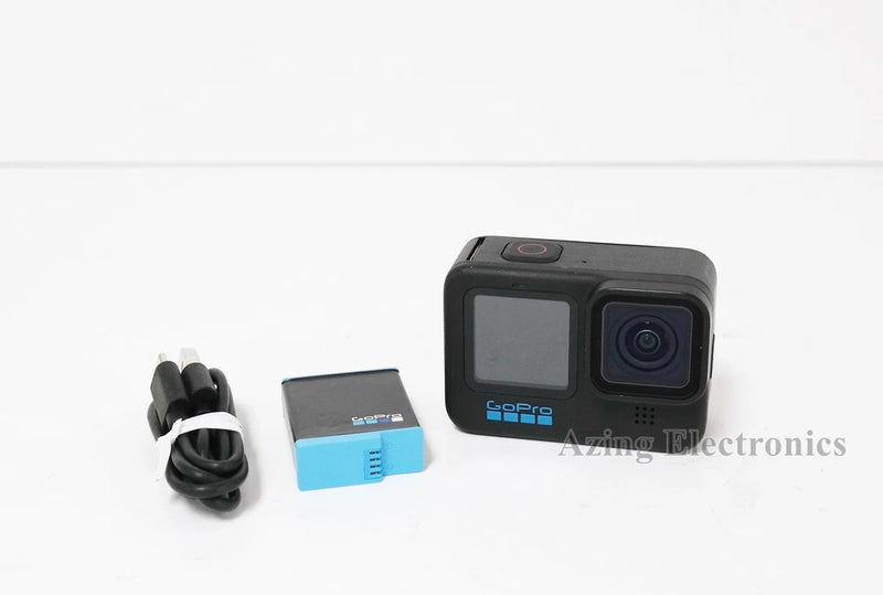 GoPro HERO11 Black action camera with front lens, screen, and included cable