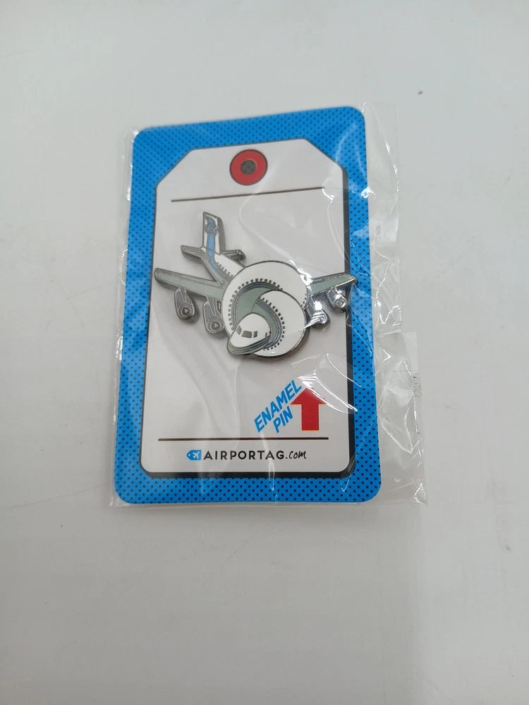 Twisted Airplane Enamel Pin Airportag 1.25" Zinc Alloy Sealed Travel Hobby