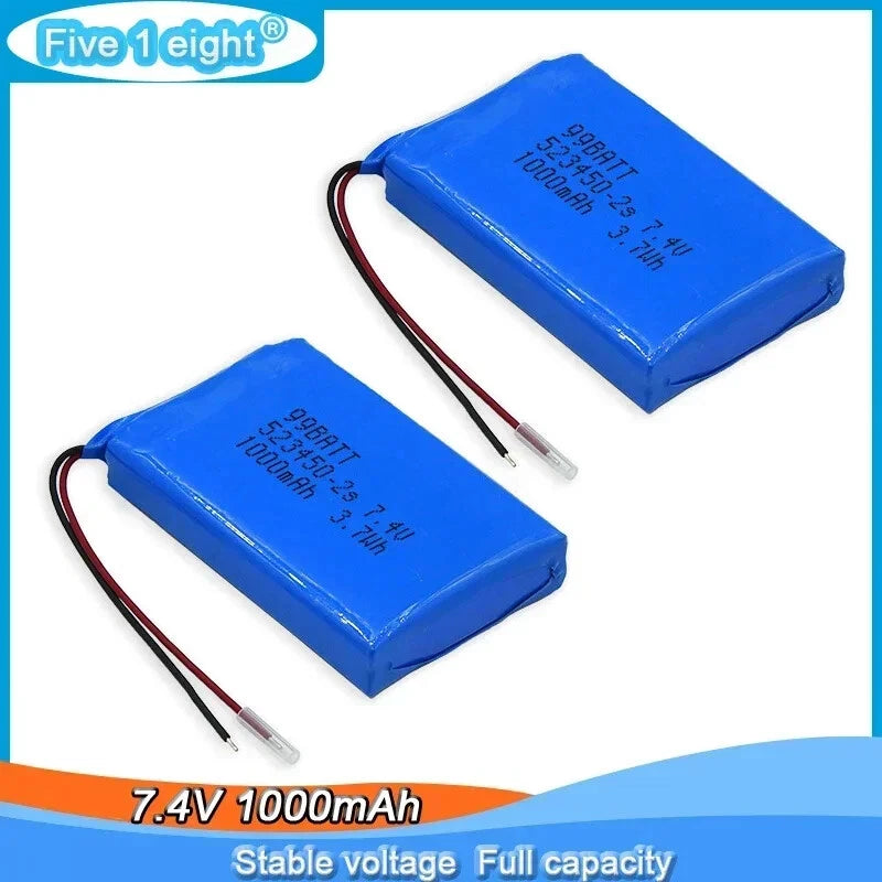 2x 7.4V 1000mAh LiPo Battery for SATLINK WS-6933 GPS, Card Reader, Cash Register