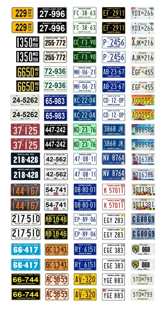 1/18 scale model car assorted USA Maryland license plates state tags 1:18