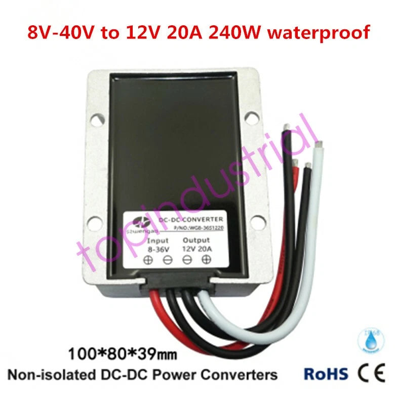 8V-40V to 12V 20A 240W Car regulated power supply module 12V to 12V Waterproof