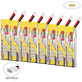 8Pcs 660mAh 3.8V 1S LiPo Battery JST-PH2.0 Connector for Micro FPV Racing Drone