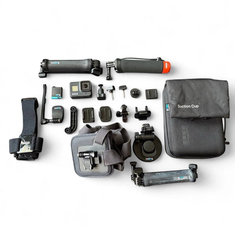 GoPro Hero 8 Black action camera accessories bundle with carrying case and mounts