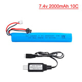 1¡Á 7.4V 2000mAh 10C Li-ion battery SM-2P plug with charger for Splatter Ball Gun