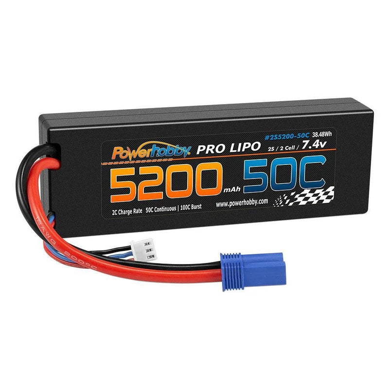 5200mAh 2S 7.4V 50C Hard Case LiPo EC5 Plug Powerhobby PHB2S520050CEC5 Battery