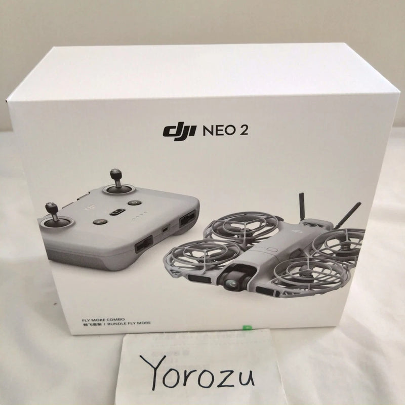 DJI Neo 2 Fly More Combo kit with gray drone and RC controller shown on box