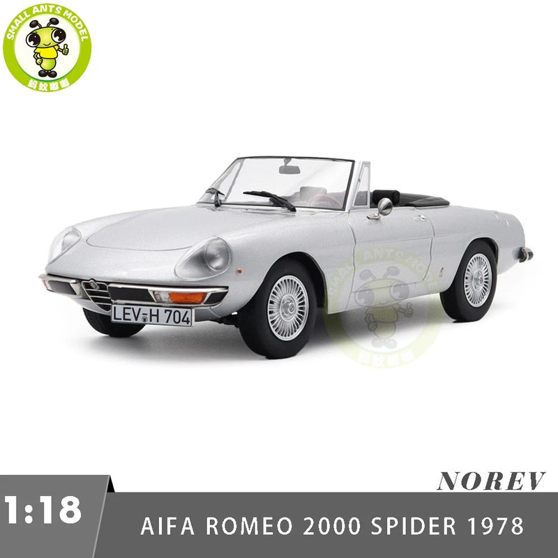 1/18 Alfa Romeo 2000 Spider 1978 Norev 187884 Silver Diecast Model Car