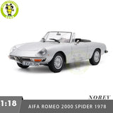 1/18 Alfa Romeo 2000 Spider 1978 Norev 187884 Silver Diecast Model Car