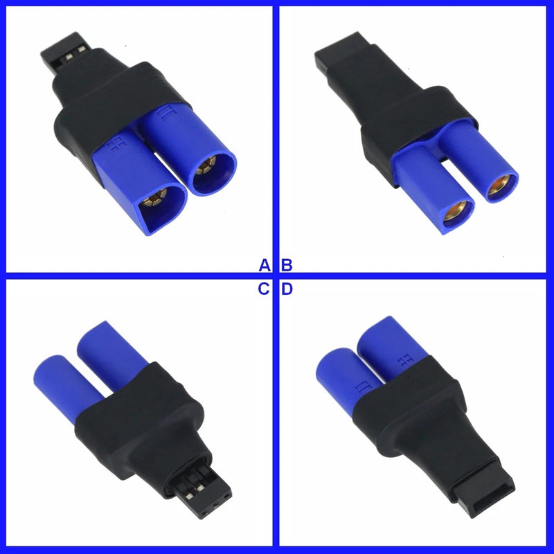 EC5 to JR Futaba battery adapter, blue twin connector with black plug housing