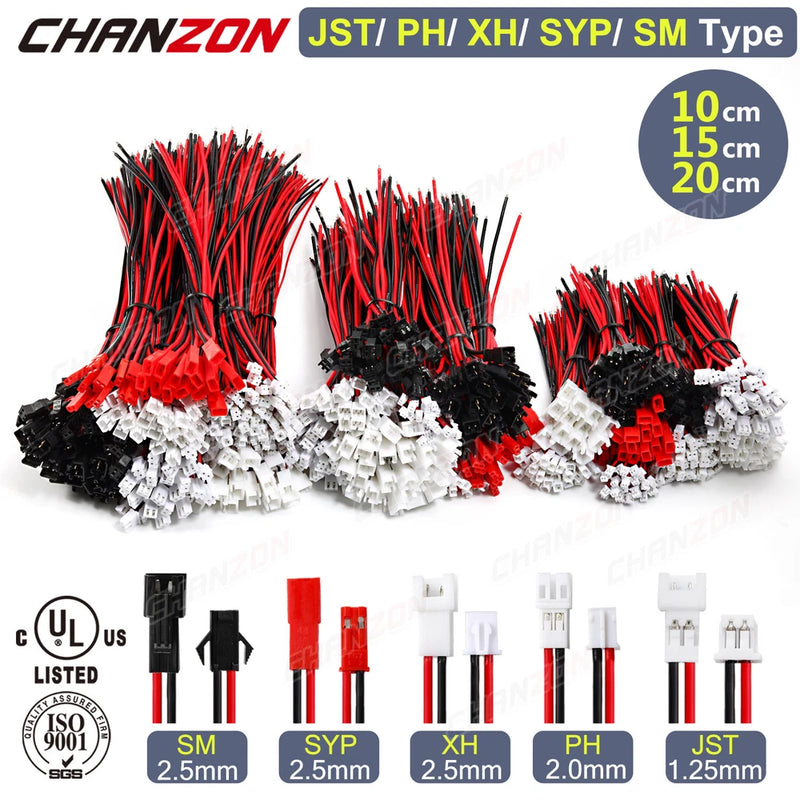 JST PH2 XH SYP SM 2.5mm Plug Connector 2pin Cable Male Female RC Lipo Battery
