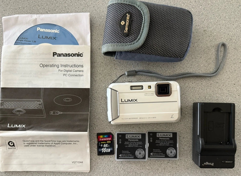 Panasonic Lumix DMC-TS25 16.1MP Digital Camera W/ 2 Battery, Charger, 16Gb Card