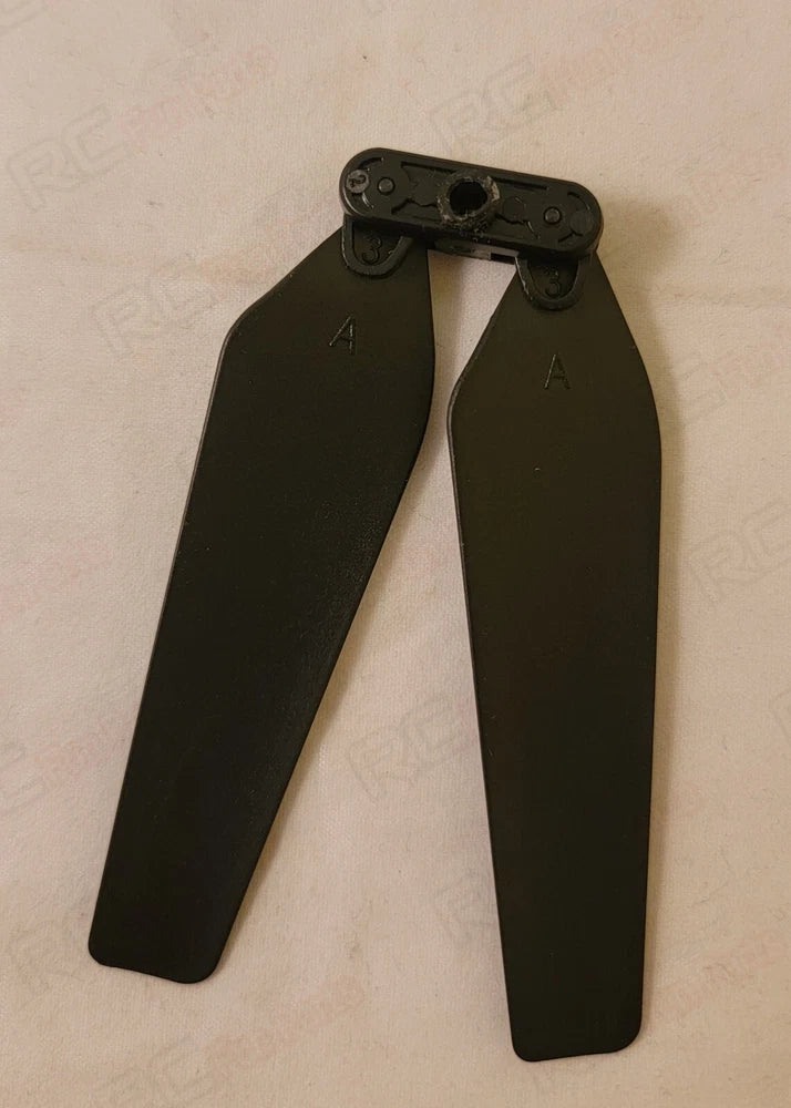 Drone propeller blades with mounting hub, black, two-blade set