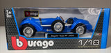 1934 Bugatti Type 59 Blue 1/18 Diecast Model Car - Bburago