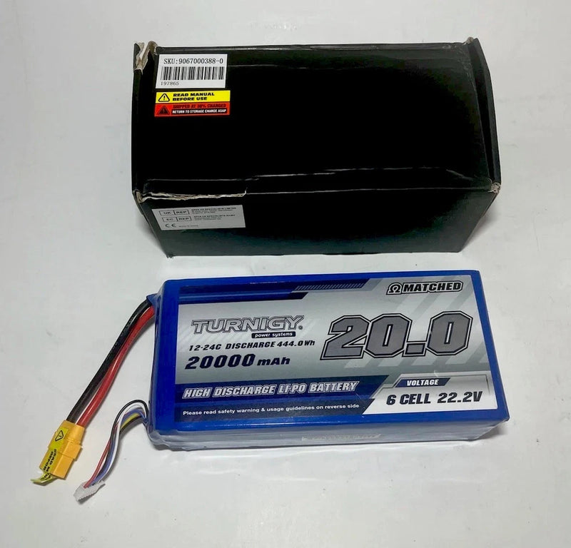 New Turnigy High Capacity 20000mAh 6S 12-24C 444.0Wh Lipo 22.2v Battery XT90
