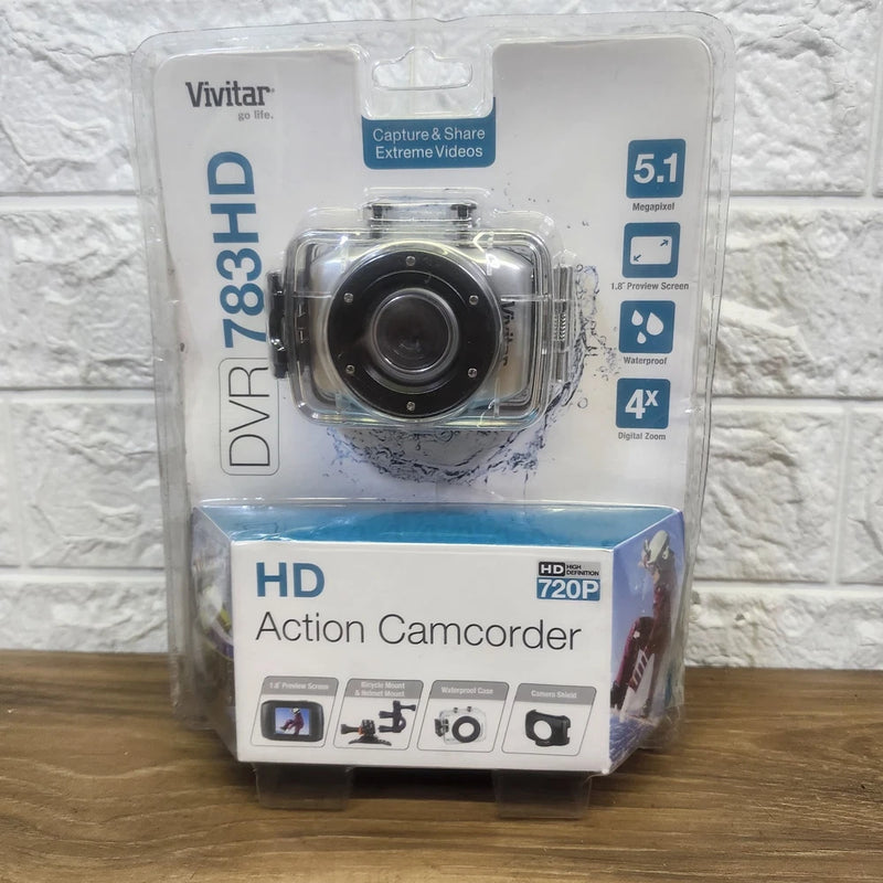 Vivitar DVR 783HD Silver 1.8" LCD 5.1MP 720p HD Video Action Camcorder