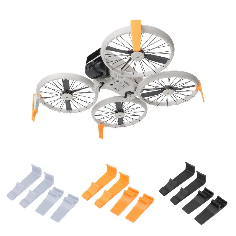 Folding landing gear tripod stand with wheel pods and orange folding feet