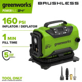Greenworks PowerAll 24V Brushless Dual-Power Inflator/Deflator, IF3160A1 Model Battery