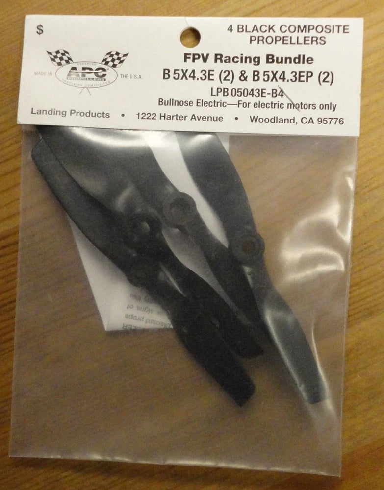 APC 5x4.3E FPV Racing Drone Propellers (4pcs - two each CW/CCW) APCLPB05043E-B4