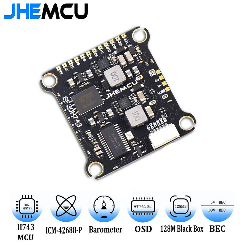 JHEMCU GF30H743 H743 480MHZ Flight Controller Dual BEC 3-6S For RC FPV Drones
