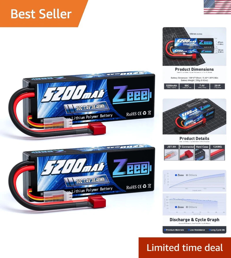 Lightweight 7.4V Lipo Battery 5200mAh - Ideal for RC Car & Truck Upgrades