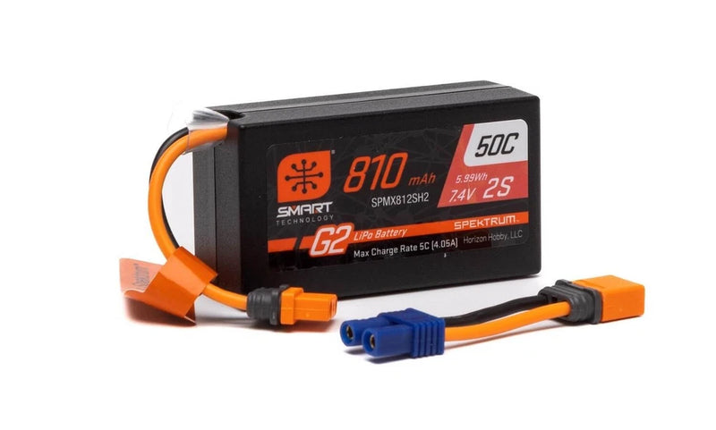 Spektrum 810mAh 2S 7.4V Smart G2 50C LiPo Battery SPMX812SH2 Battery