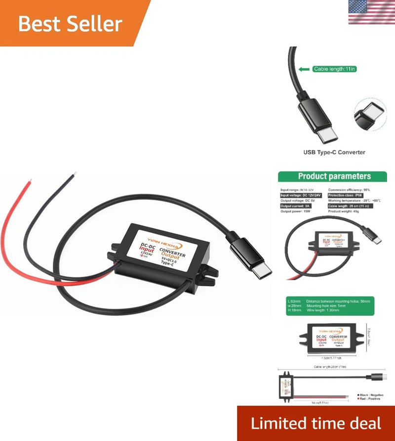 Quick Charge QC3.0 USB C Converter Car Power Adapter