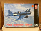 1:48 F4U-1A Brewster Corsair airplane model kit box, Hobby Craft, blue and gray