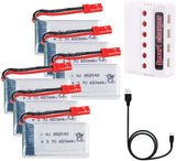 6pcs 3.7V 650mAh Lipo Battery JST Connector + USB Charger for RC Quadcopter