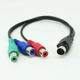 1pc Mini 7pin Din PS2 Male S-Video To 3 RCA Female Red/Blue/Green HDTV Cable
