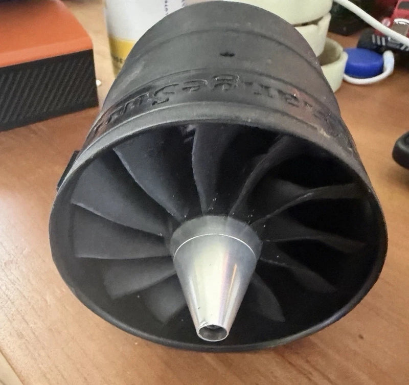 90mm RC EDF fan ducted unit with black duct and silver hub, 12-blade rotor