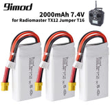 2000mah 7.4V 2S Lipo Battery JST-XH XT30 Plug for RadioMaster TX12 Transmitter