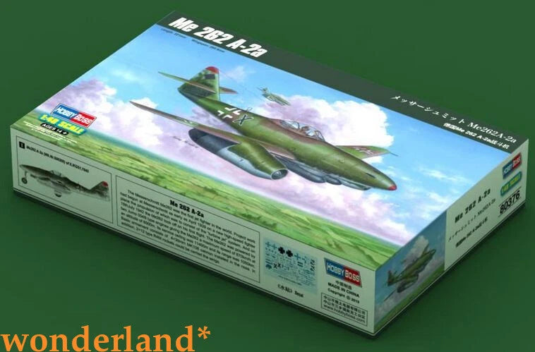 Hobbyboss 1/48 Me262 A-2a model airplane kit box with green aircraft artwork