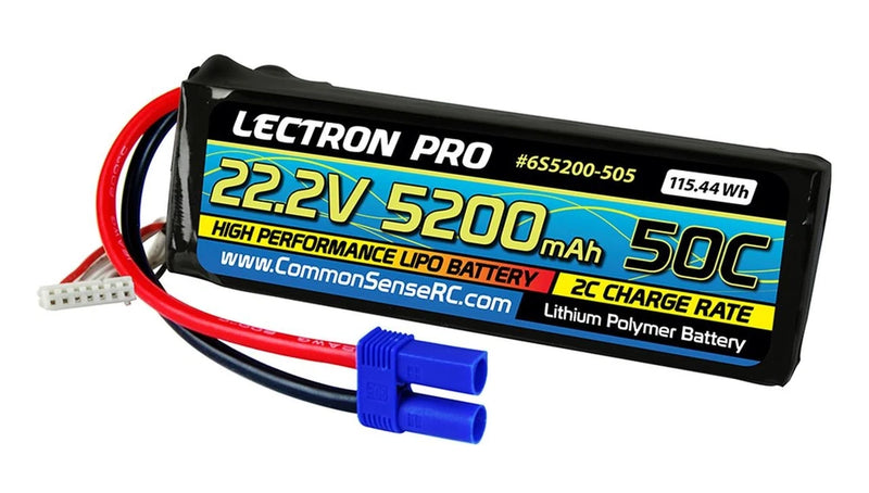 Lectron 22.2V 5200mAh 50C Lipo Battery w/ EC5 : Large Planes, Helis, Quads & 1/8 Battery